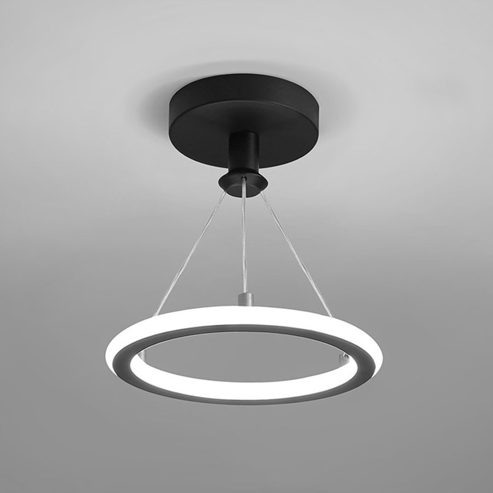 Lustra LED Black Circle, suspendata, 27W, 1200lm, negru, cu trei tipuri de lumina