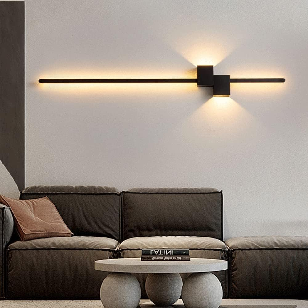 Lustra LED Modern Liniar,  80cm, 28W, 1500lm, negru, cu trei tipuri de lumina
