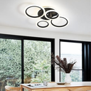 Lustra LED Concept Circles, cu telecomanda, 176W, negru, cu trei tipuri de lumina