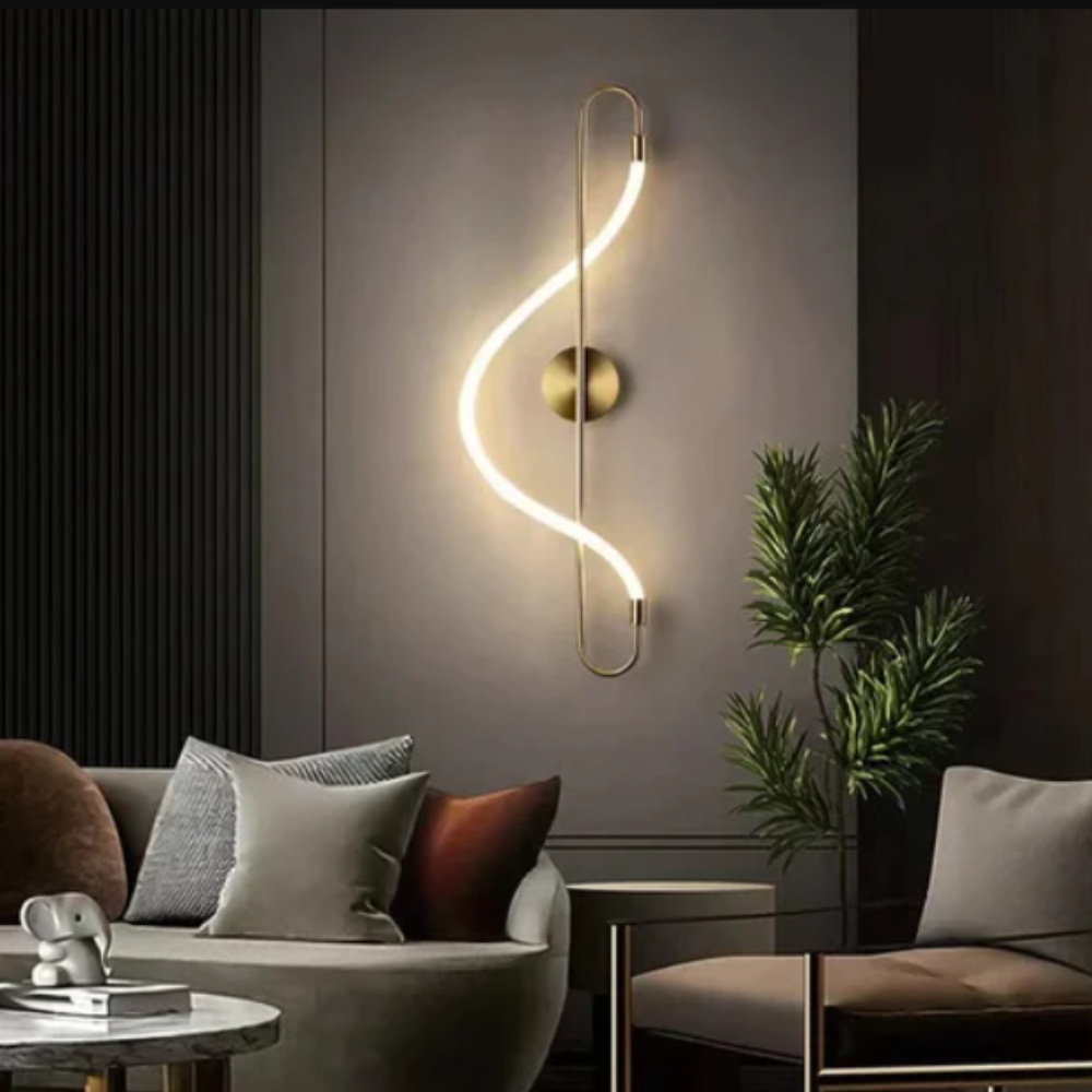 Aplica de perete cu LED, Musical Note, 16W, auriu,cu trei tipuri de lumina