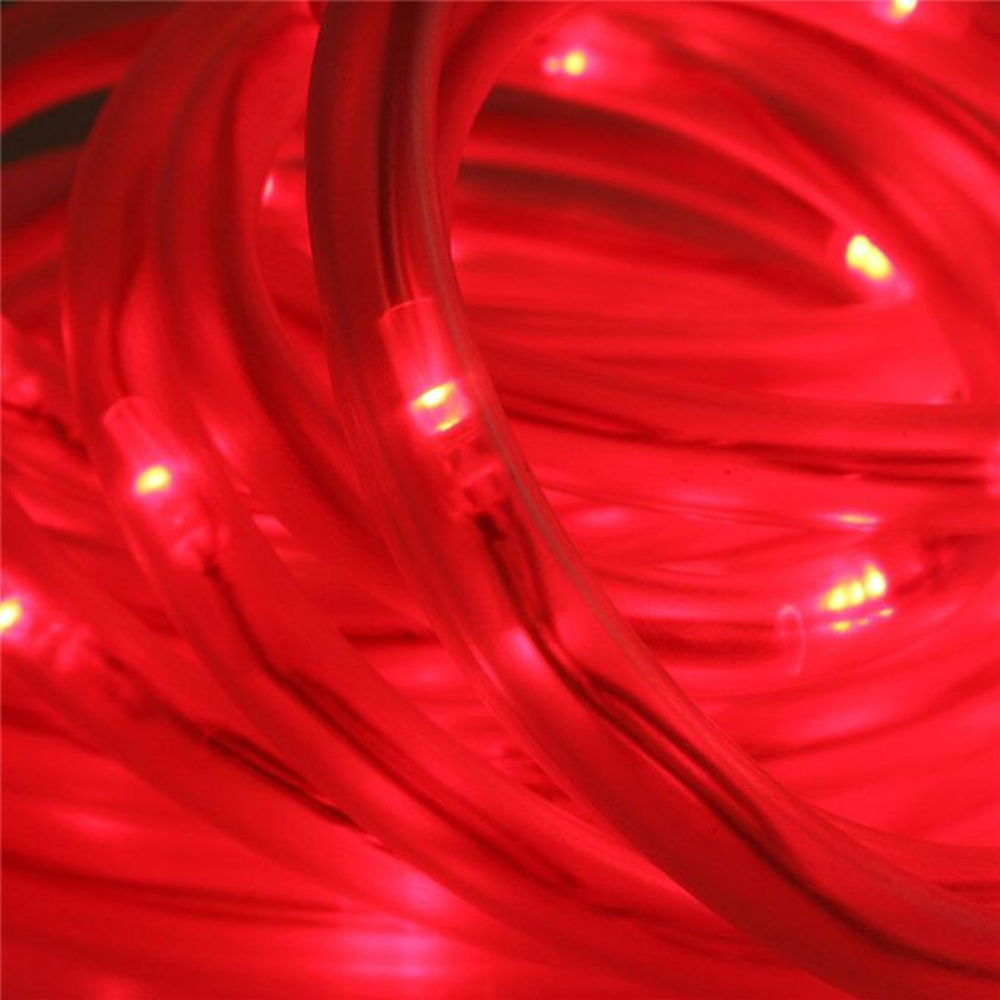 Furtun led luminos de Craciun, Shiny Red, 10 metri, cu 8 jocuri de lumini, rosu