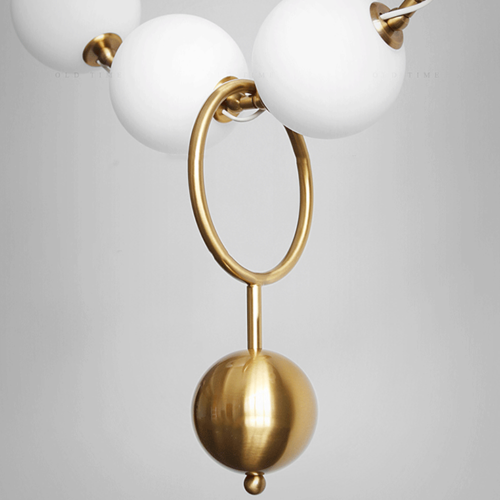 Lustra Modern Celestial, suspendata, stil minimalist, auriu cu alb, bec G9