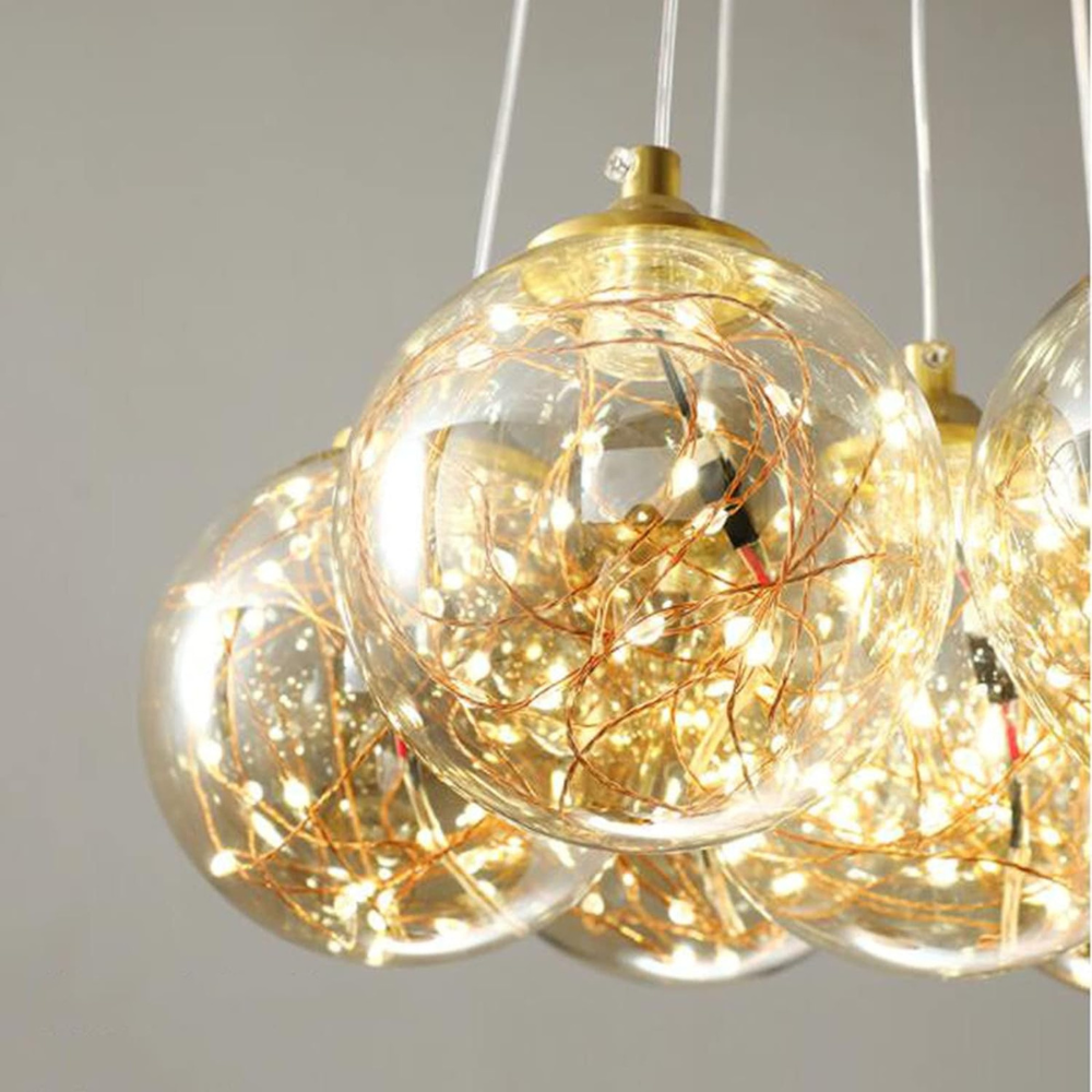 Lustra LED Starry Elegance, suspendata, 52W, stil minimalist, auriu