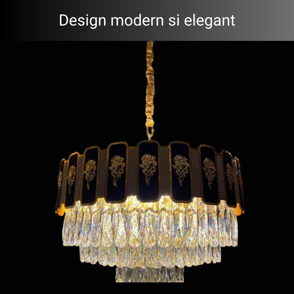 Candelabru Crystal Radiance 800, iluminat modern, E14, negru cu auriu