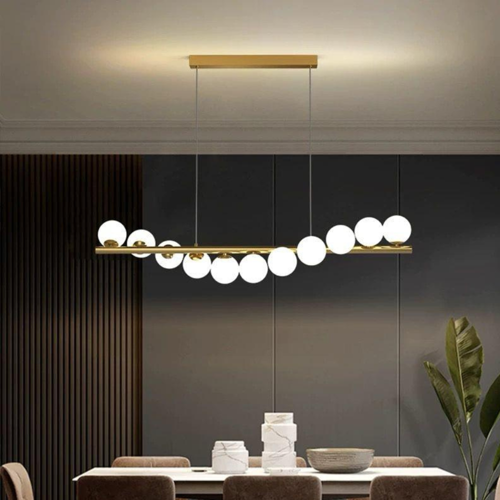 Lustra LED Linea, suspendata, stil minimalist, auriu, bec G9