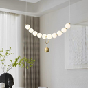 Lustra LED Biju, suspendata, stil minimalist, auriu cu alb.