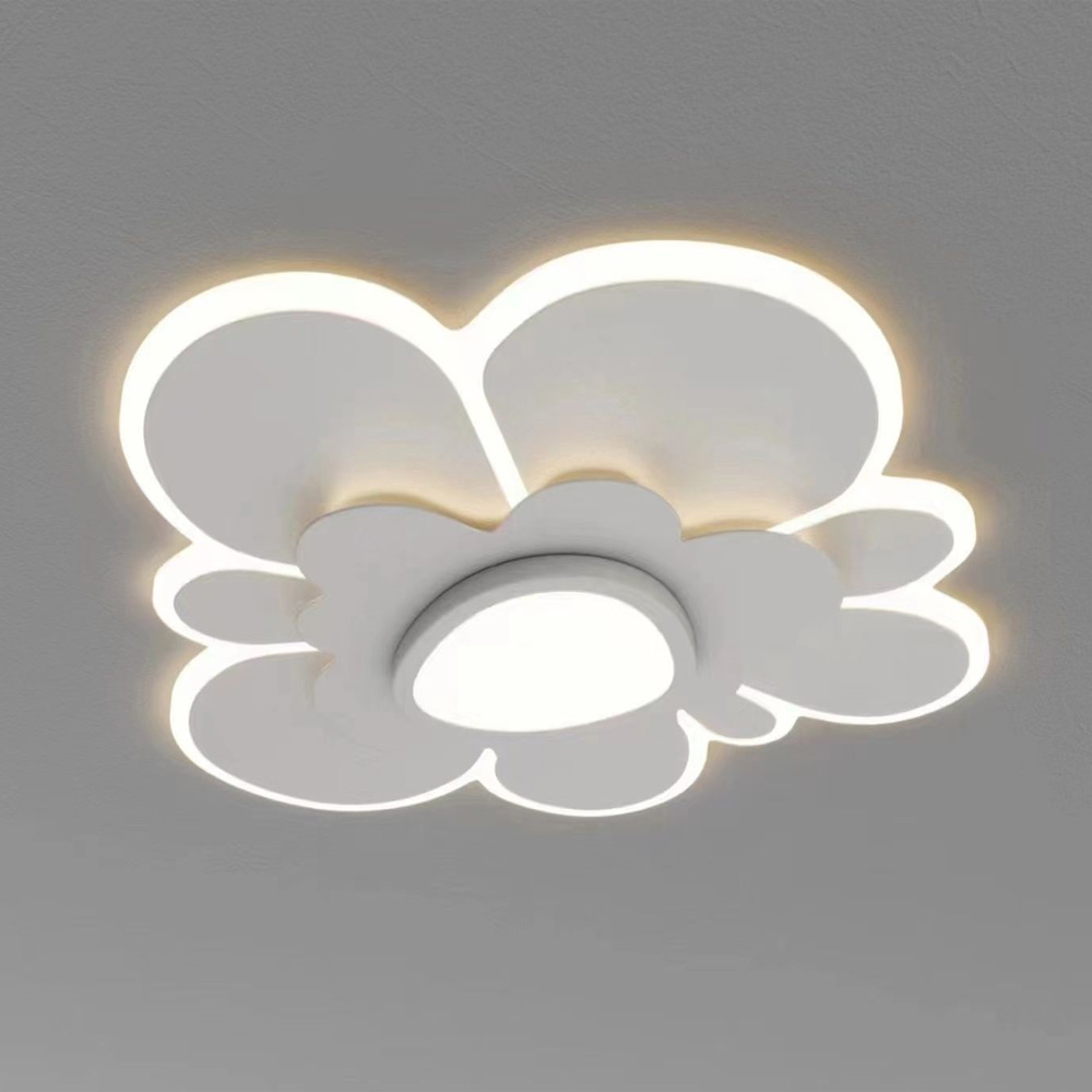 Lustra LED Abstract Flower, cu telecomanda, 150W, 6000lm, alb, cu 3 moduri de iluminare