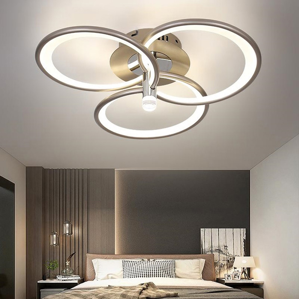 Lustra LED Circle Concept 3, cu telecomanda, 86W, 8000lm, gri, cu 3 moduri de iluminare