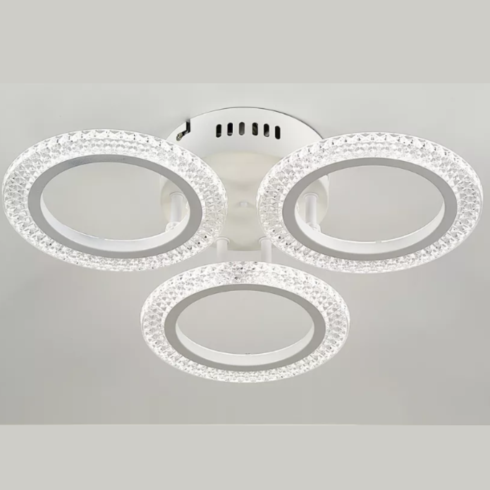 Lustra LED Rings Glow, cu telecomanda, 42W, alb, cu 3 moduri de iluminare