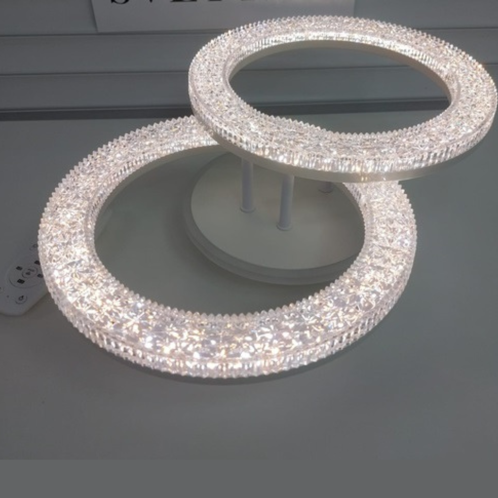 Lustra LED Circle Dazzle, cu telecomanda, 72W, argintiu, cu trei tipuri de lumina