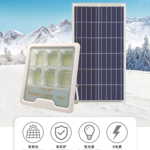 [LOG-BSK-300W] Proiector Solar Led 300W, Iluminat Perimeral, cu Panou Solar 6V 30W, Acumulator 20000mA, si Telecomanda, Alb