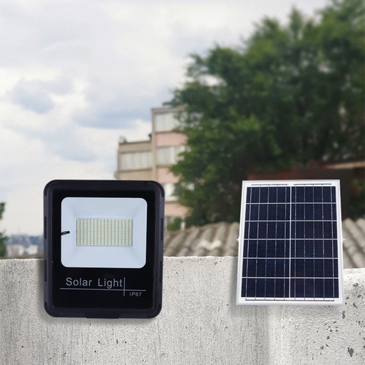 [LOG-DBS-300] Proiector Solar LED 200W, Iluminat Perimeral, cu Panou Solar 6V 20W, Acumulator 20000mA, si Telecomanda, Negru