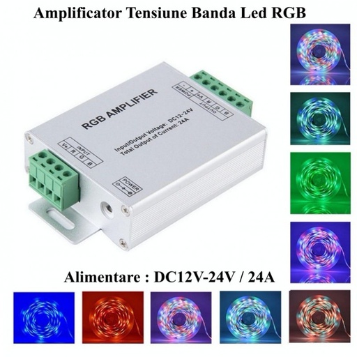 [ALX-18A026] Amlificator tensiune banda led RGB DC 12-24V 24A