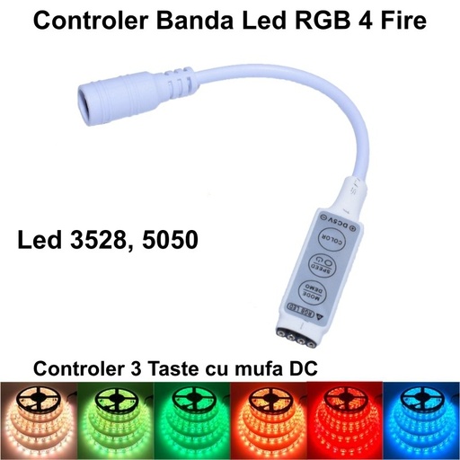 [ALX-18A103] Mini controller banda led monocolor cu mufa DC